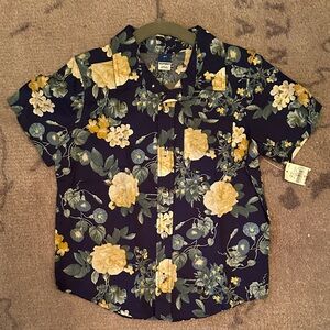 Old Navy Toddler Boys Navy Floral Button Down Shirt